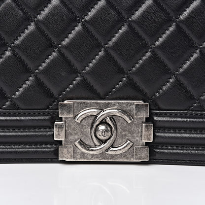 Chanel Lambskin Quilted Medium Boy Flap Black 11 of 11