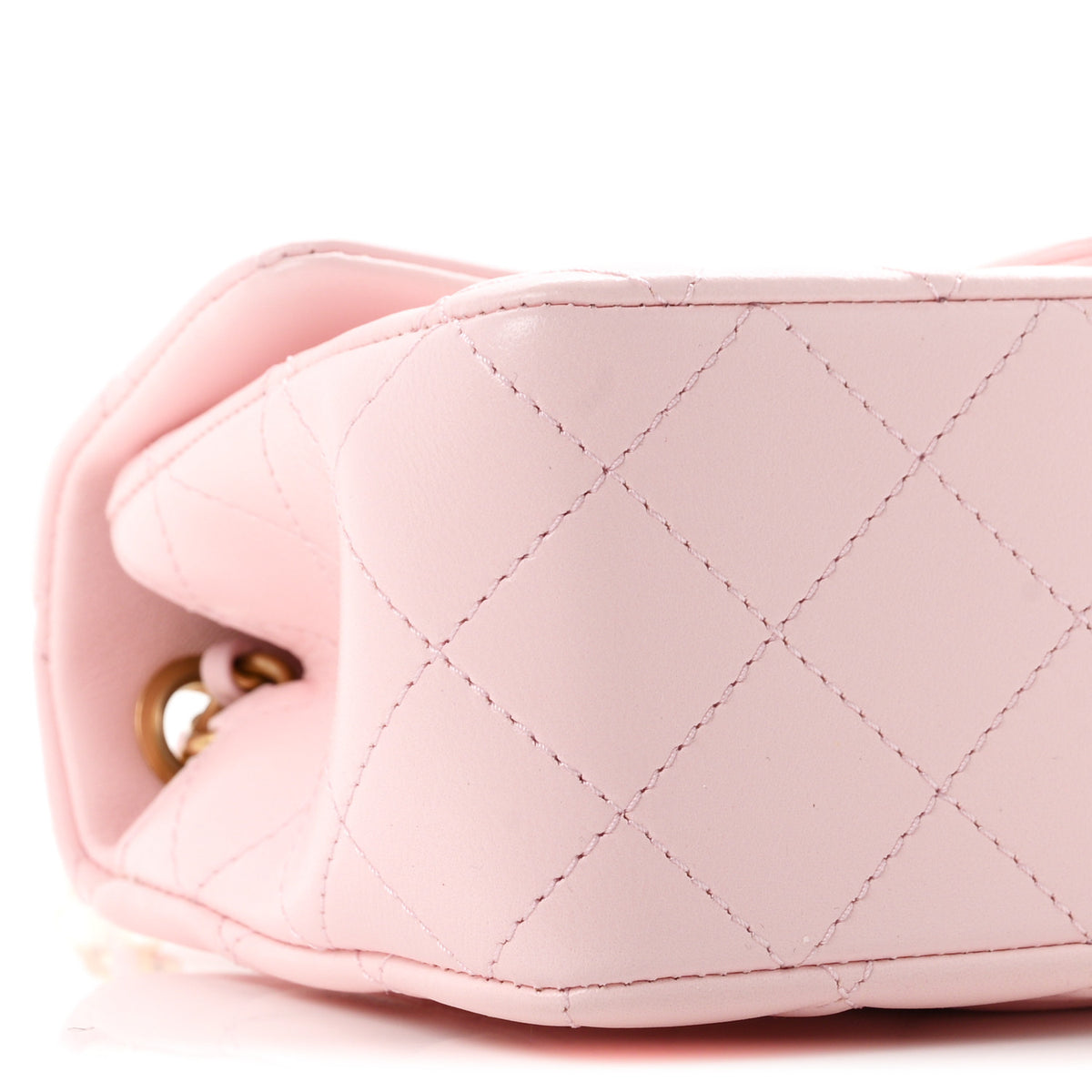Lambskin Quilted CC Pearl Crush Mini Rectangular Flap Light Pink
