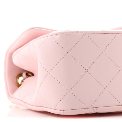 Chanel Lambskin Quilted CC Pearl Crush Mini Rectangular Flap Light Pink 16 of 19