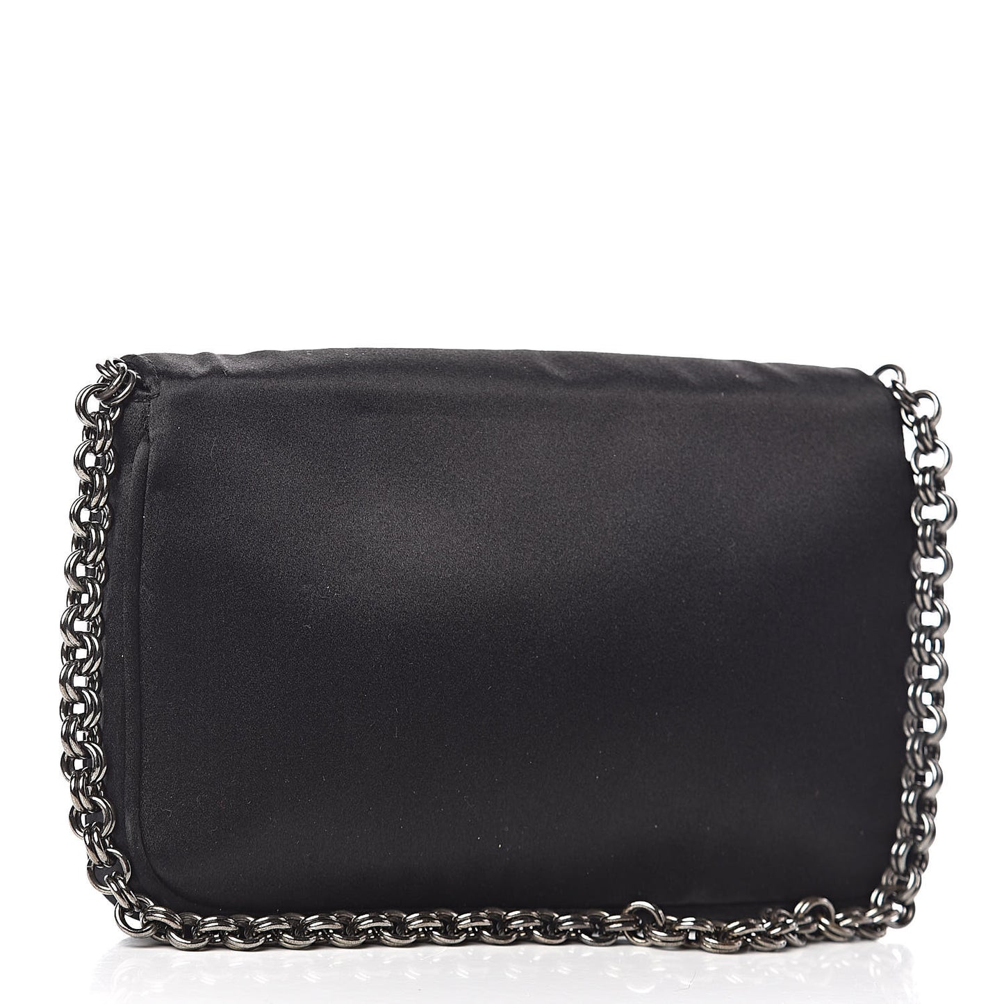 Satin Crystal Clutch Black