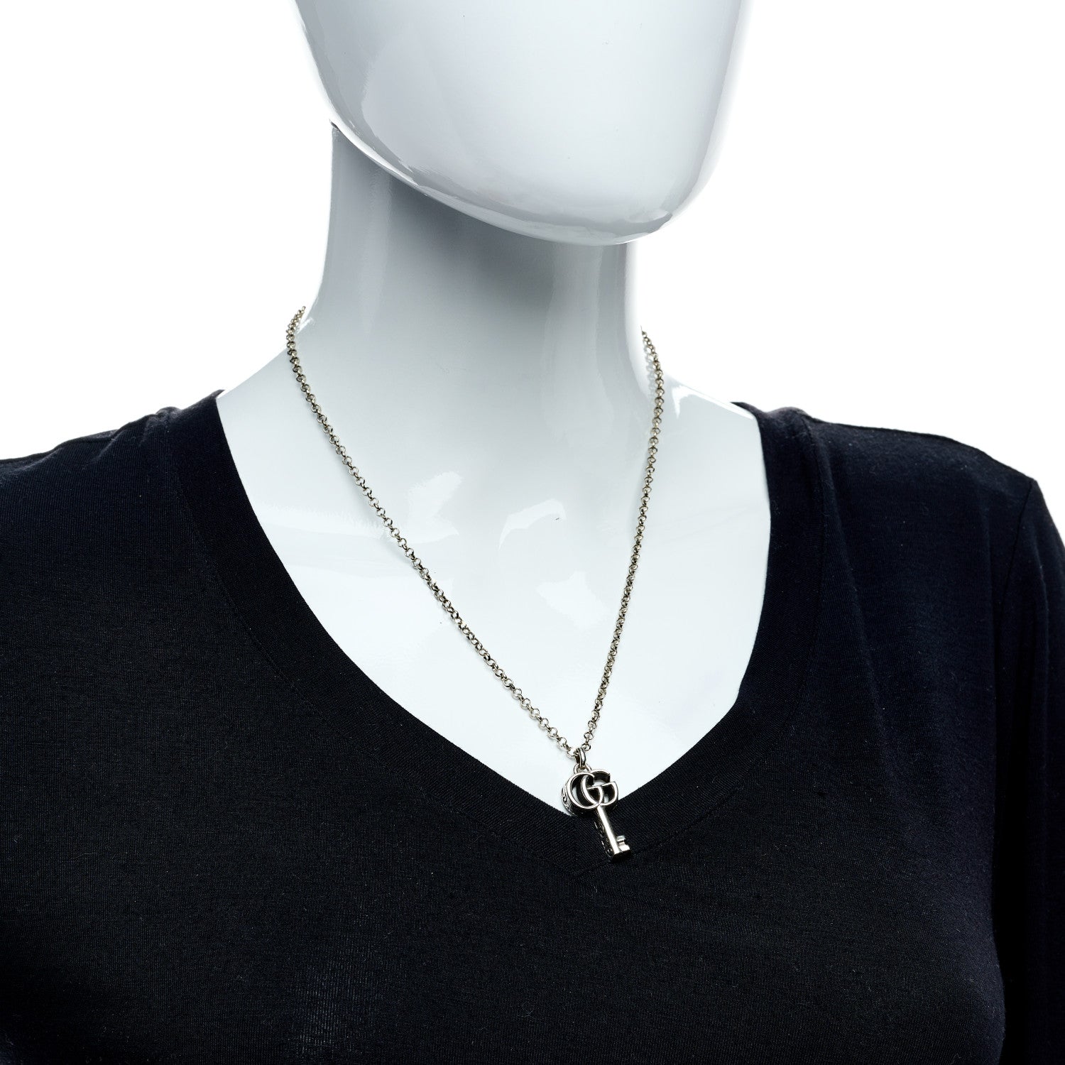 Gucci Sterling Silver Double G Key Pendant Necklace 2 of 5