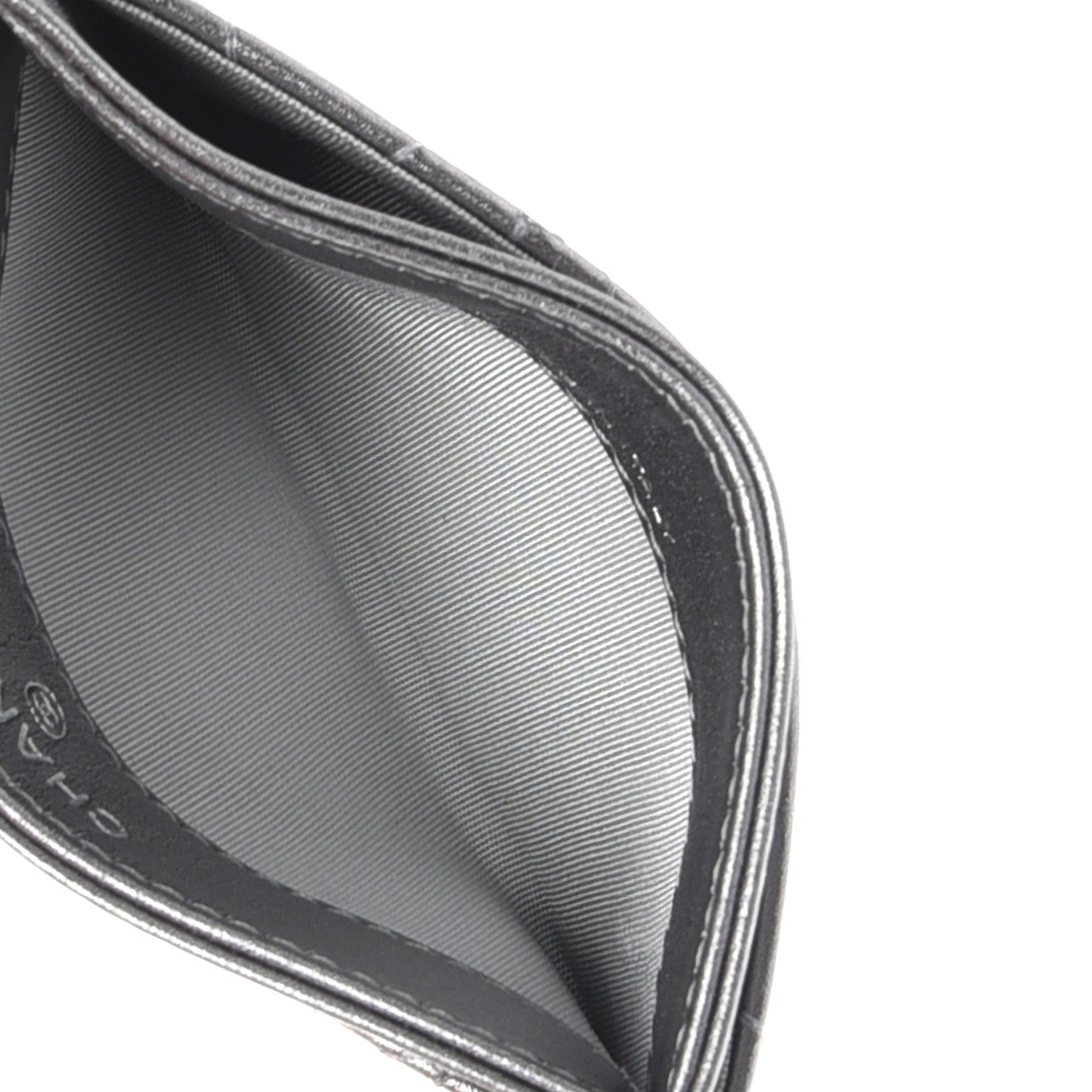 Chanel Metallic Lambskin Camellia Embossed Card Holder Silver 5 of 8