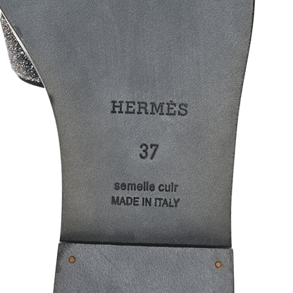 Hermes Velvet Goatskin Crystal Beads Oran Sandals 37 Gris Argente 7 of 8