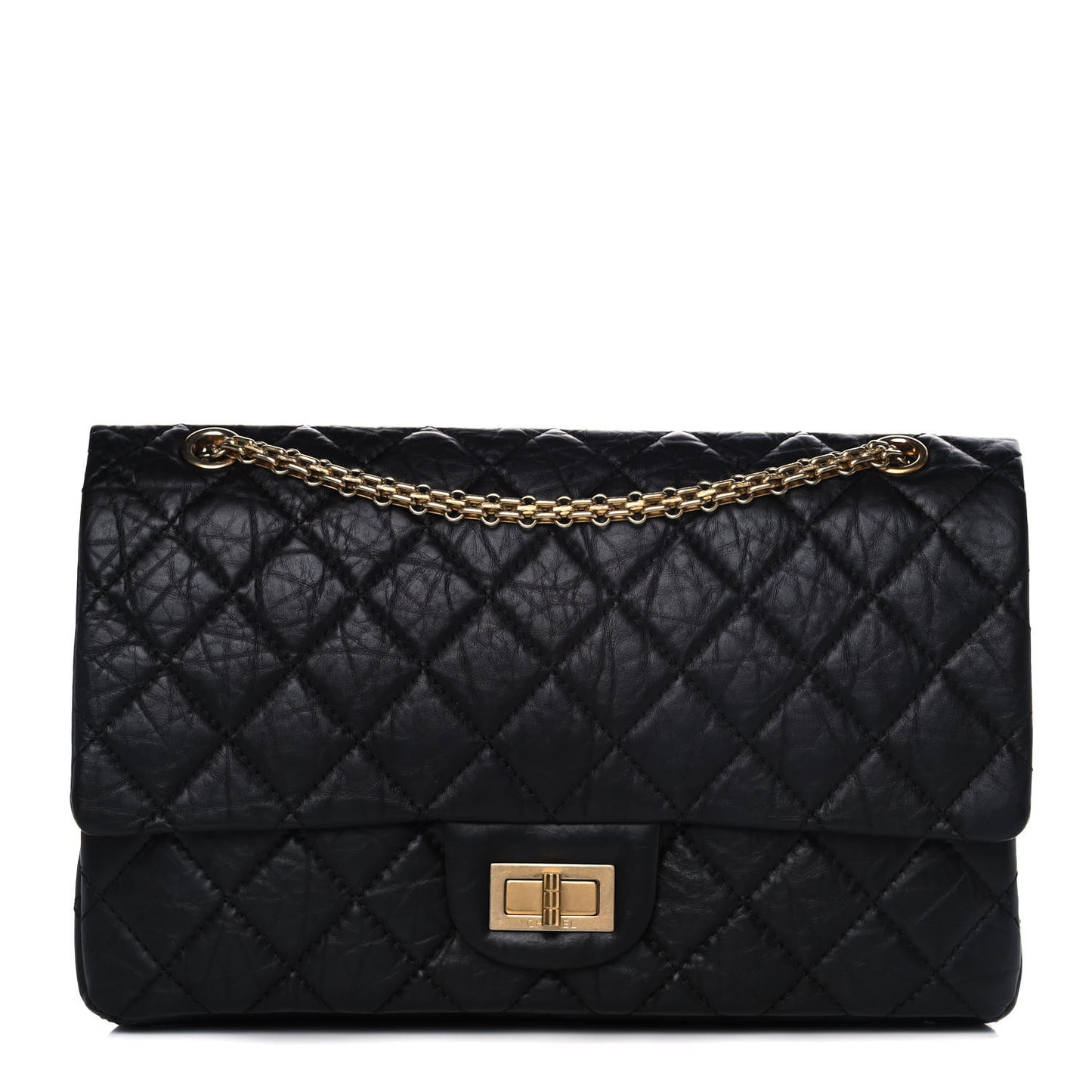 Aged Calfskin Quilted 2.55 Reissue 227 Flap Black