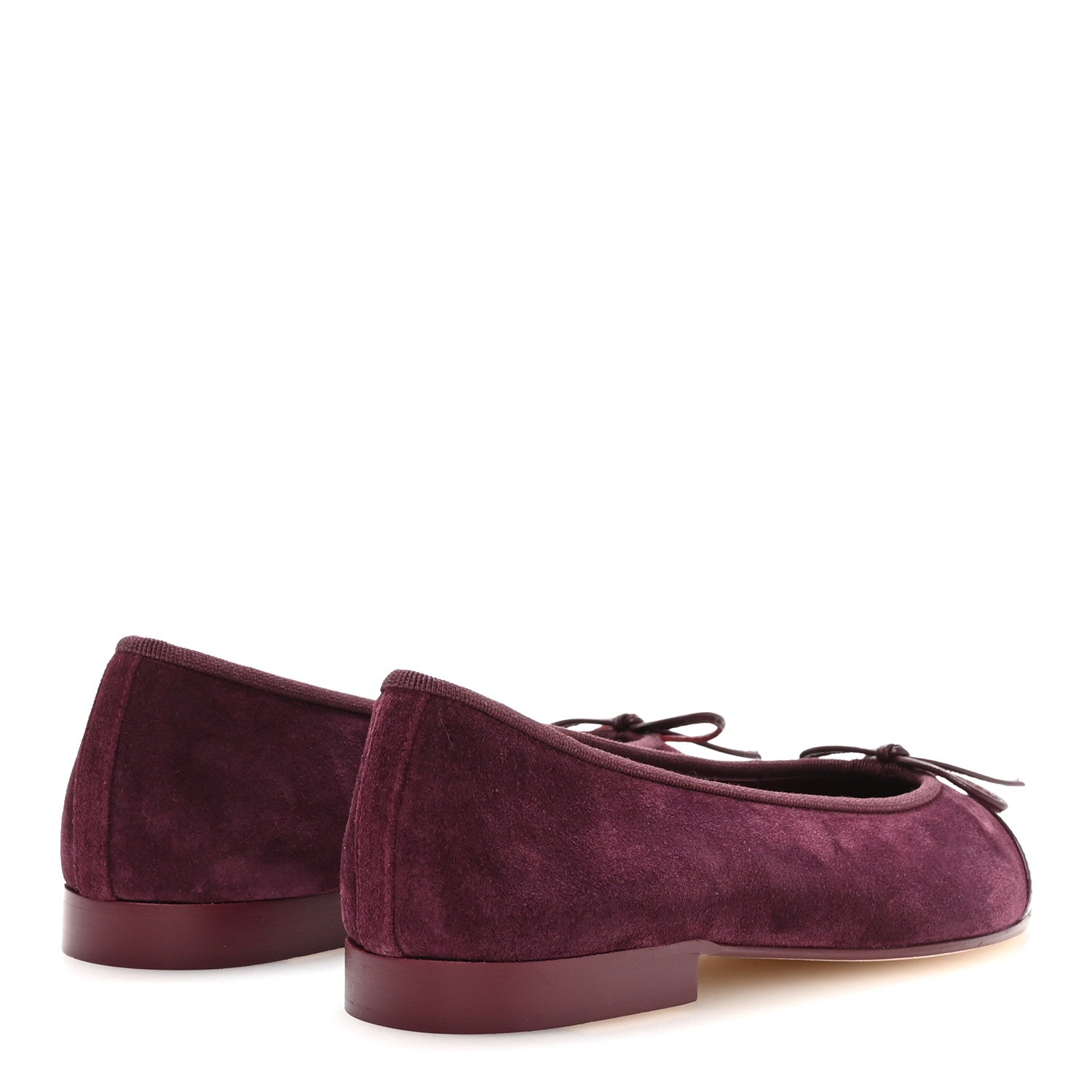 Chanel Suede Patent Calfskin Cap Toe CC Ballerina Flats 37 Burgundy 5 of 9