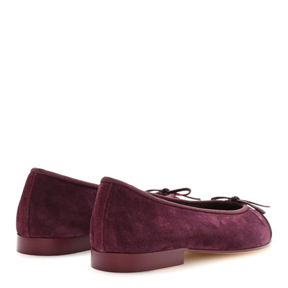 Chanel Suede Patent Calfskin Cap Toe CC Ballerina Flats 37 Burgundy 5 of 9