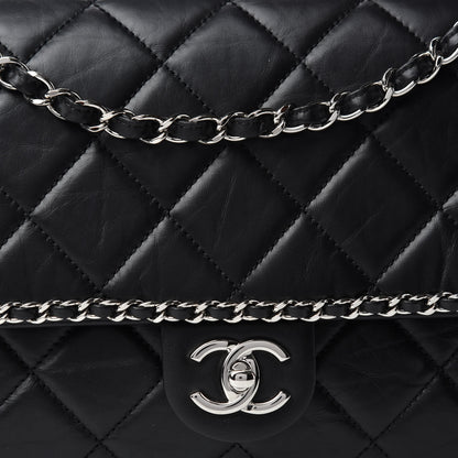 Chanel Crumpled Calfskin Quilted Large Chain All Over Flap Bag Black 12 of 12