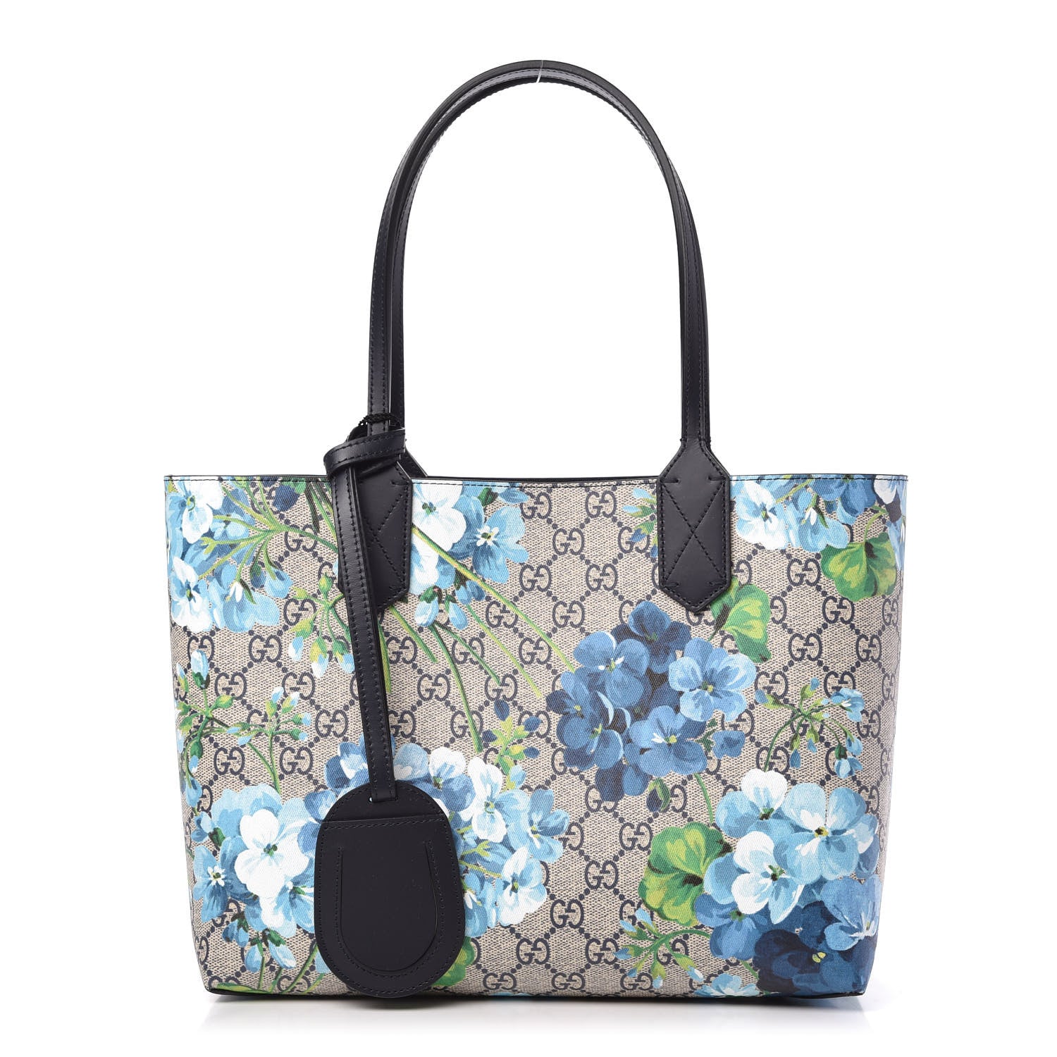 Gucci GG Supreme Monogram Blooms Small Reversible Tote Beige Blue Navy 1 of 10