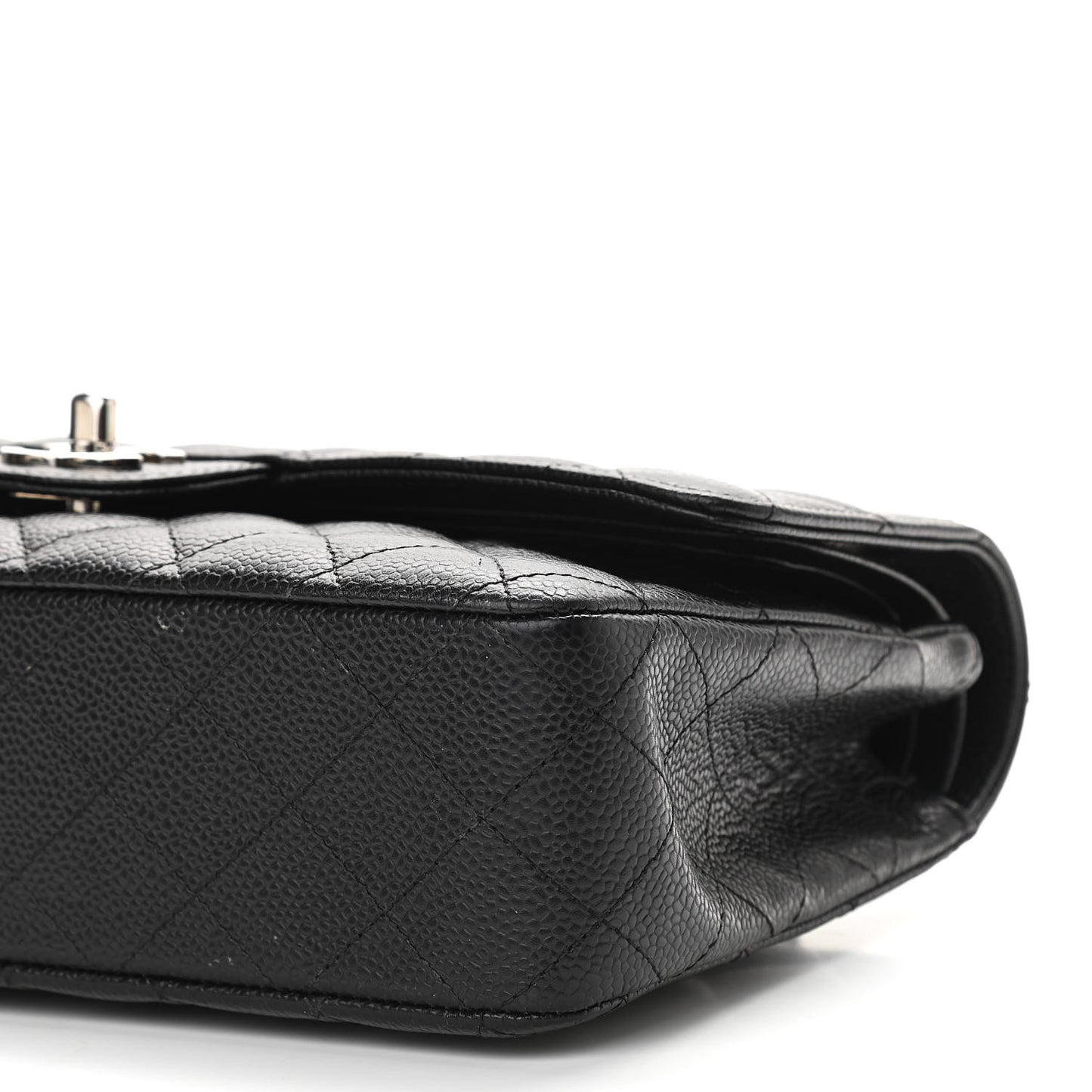 Caviar Quilted Medium Double Flap Black