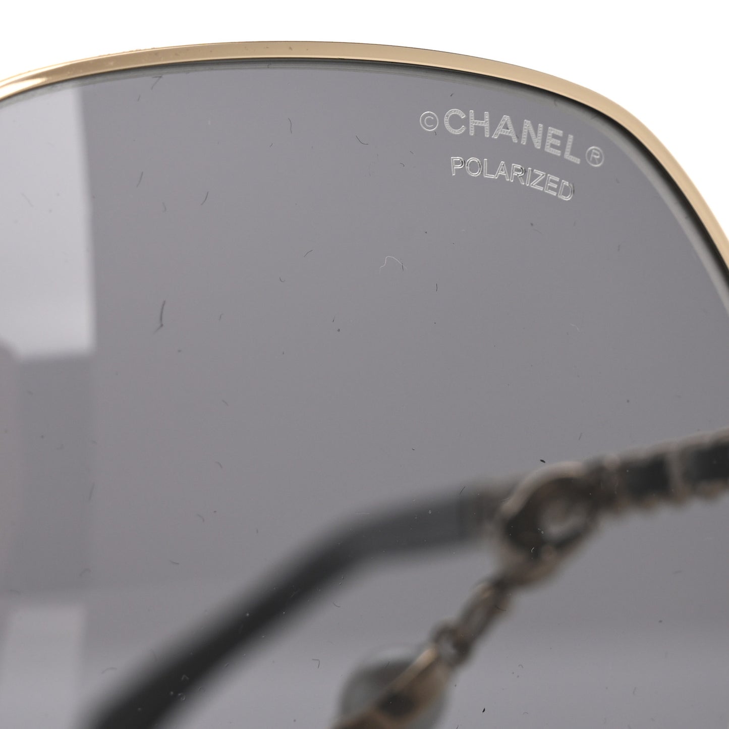 Metal Polarized Square Frame Chain Sunglasses 4274-Q Gold Black