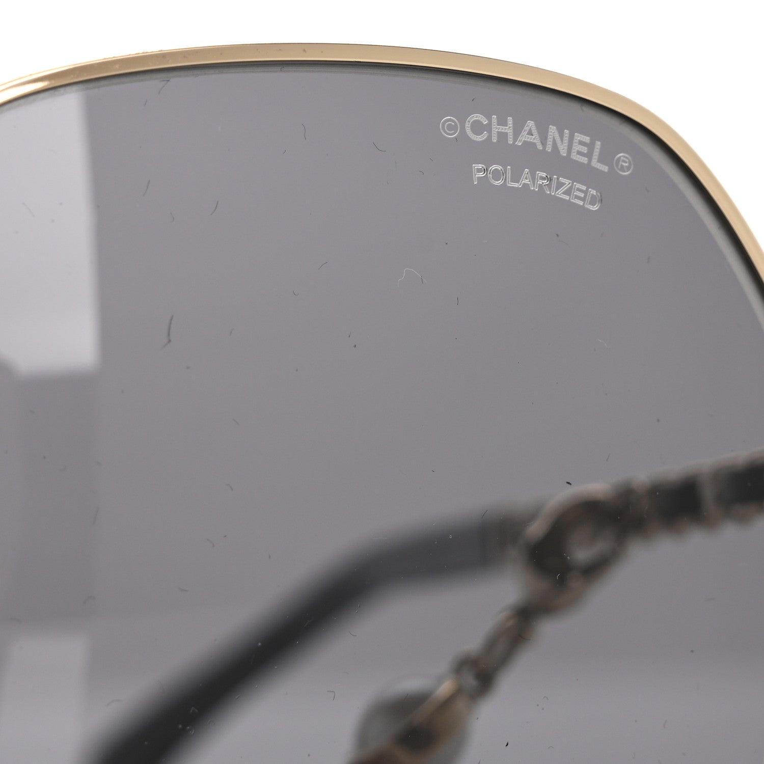 Chanel Metal Polarized Square Frame Chain Sunglasses 4274-Q Gold Black 7 of 9