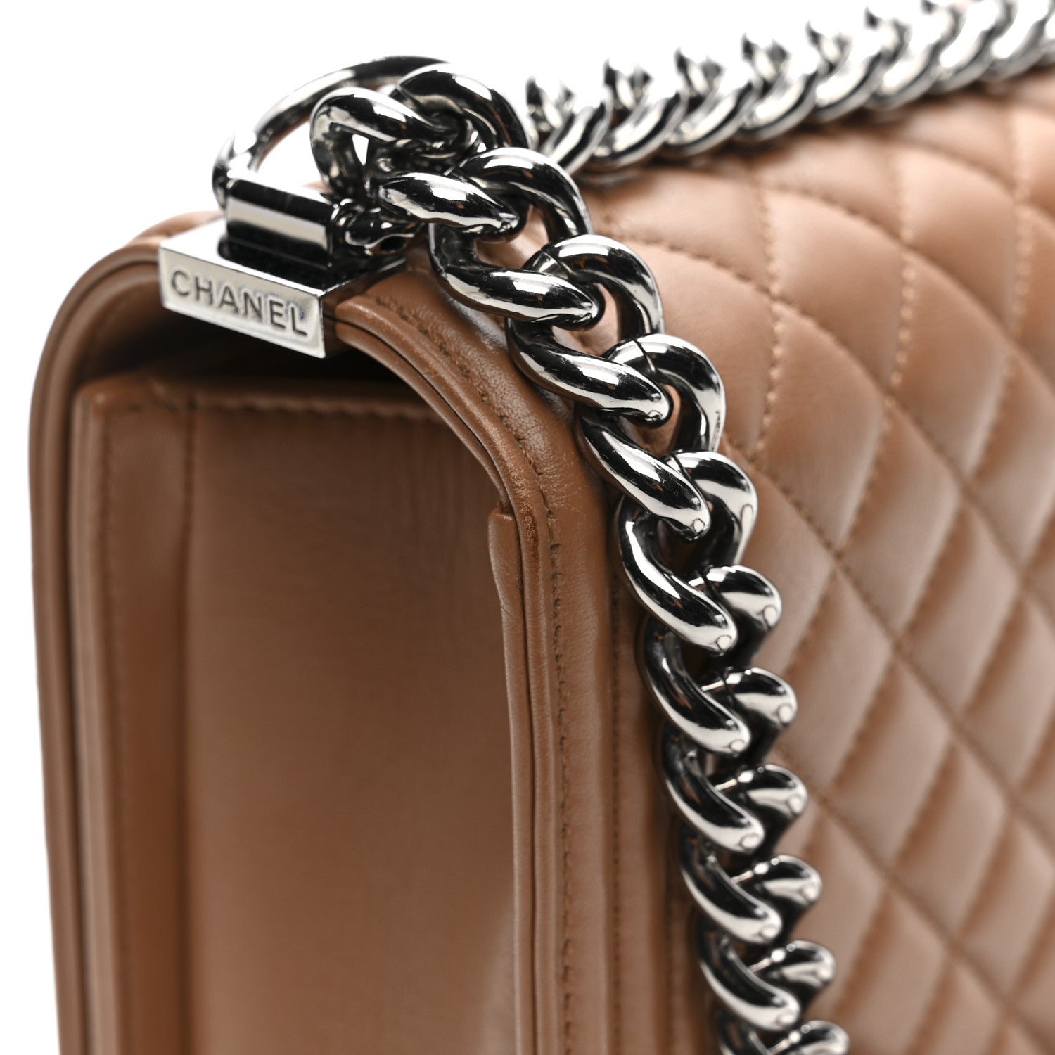 Chanel Calfskin Quilted New Medium Boy Flap Dark Beige 11 of 14