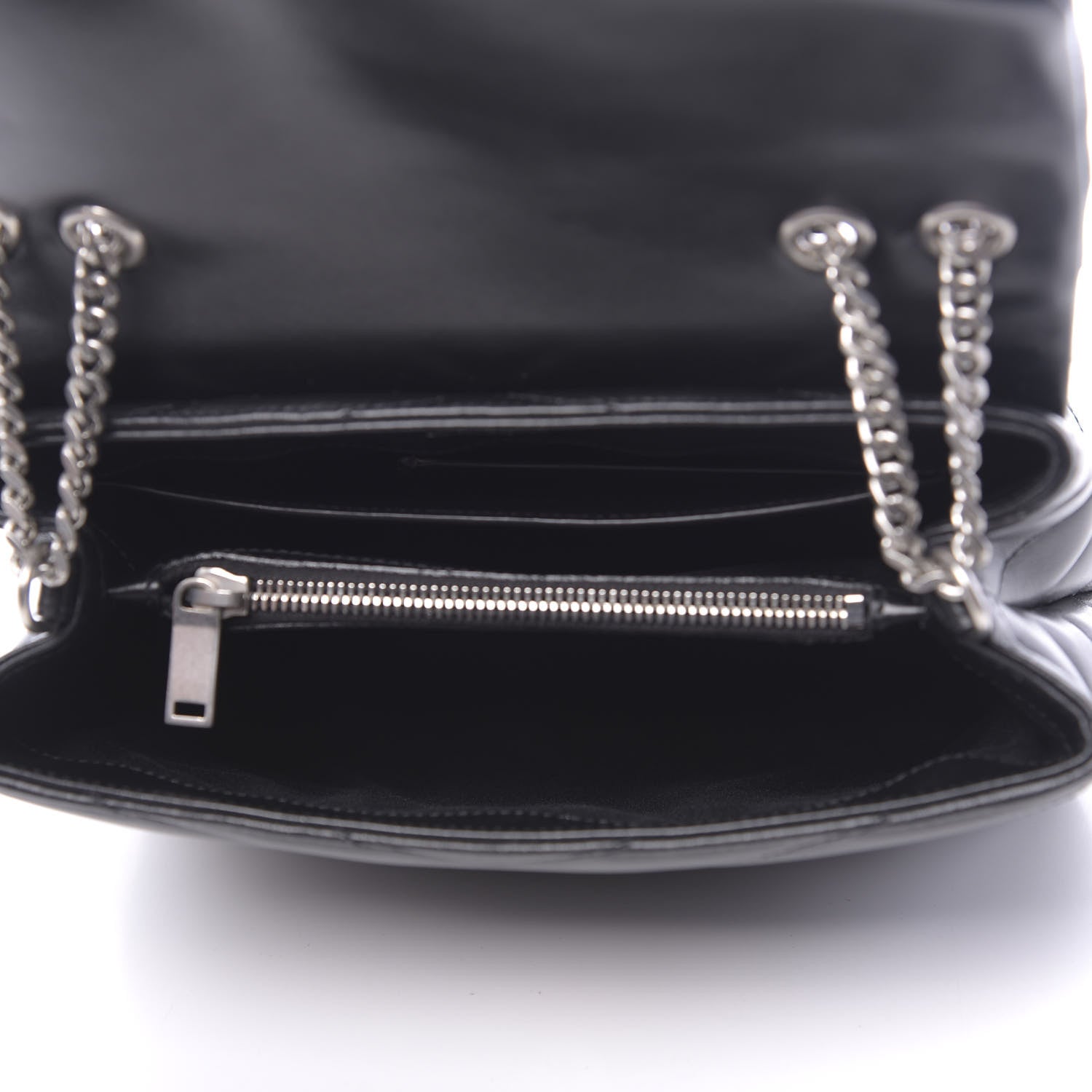 Saint Laurent Calfskin Y Quilted Monogram Small Loulou Chain Satchel Black 5 of 9