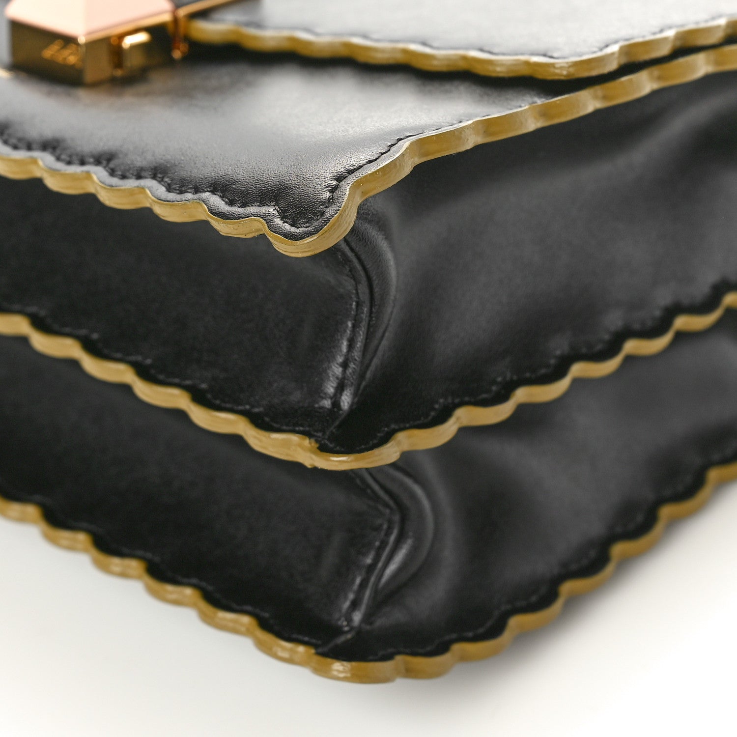 Fendi Vitello Liberty Scalloped Studded Small Kan I Shoulder Bag Black 10 of 10