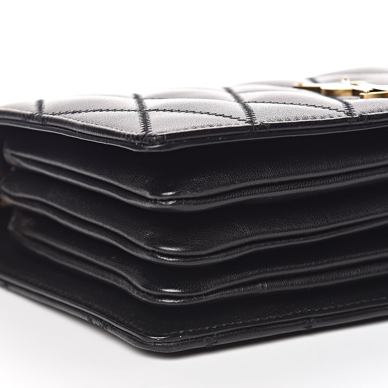 Saint Laurent Lambskin Diamond Quilted Monogram Angie Chain Bag Black 10 of 11