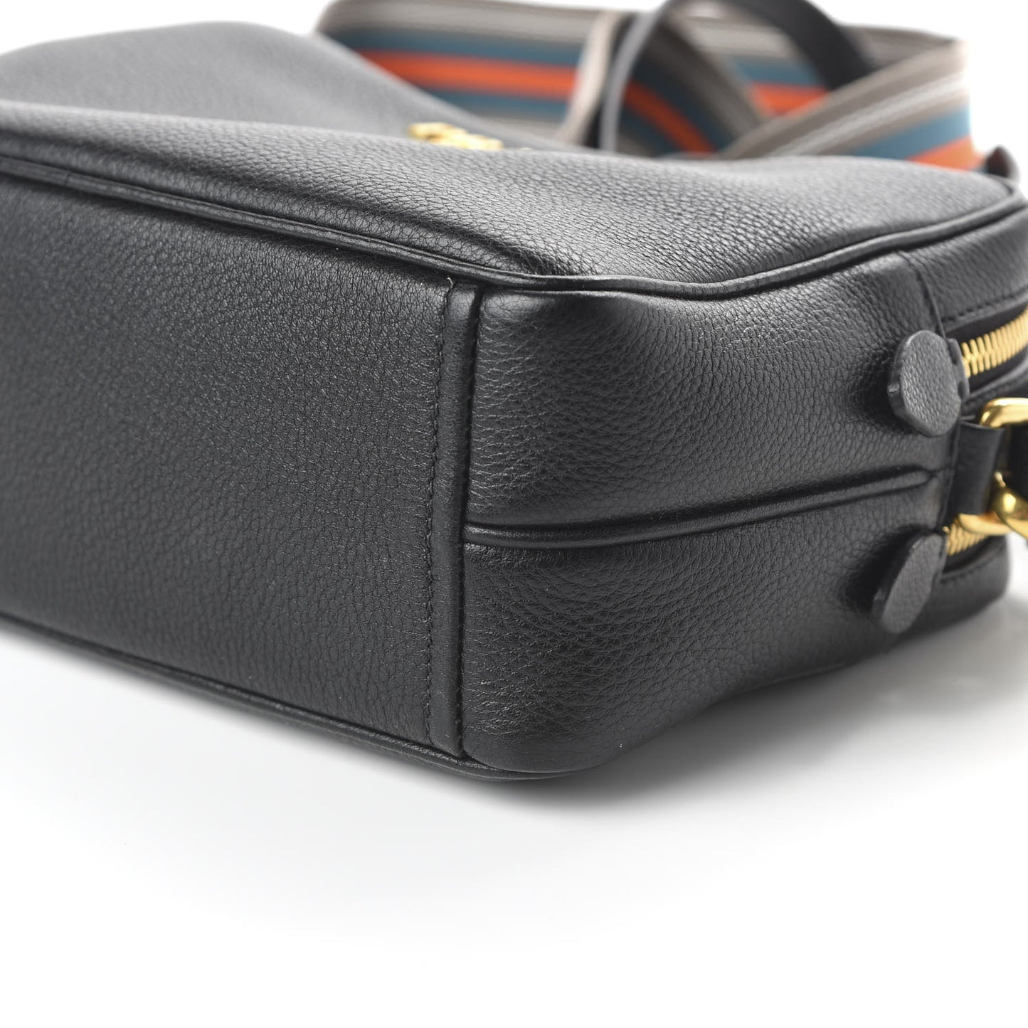 Vitello Daino Medium Double Zip Shoulder Bag Black