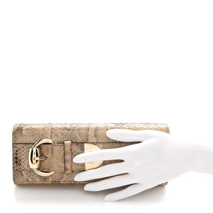 Gucci Snakeskin Romy Clutch Gold 2 of 7