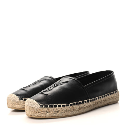 Saint Laurent Lambskin Monogram Espadrilles 36 Black 3 of 9