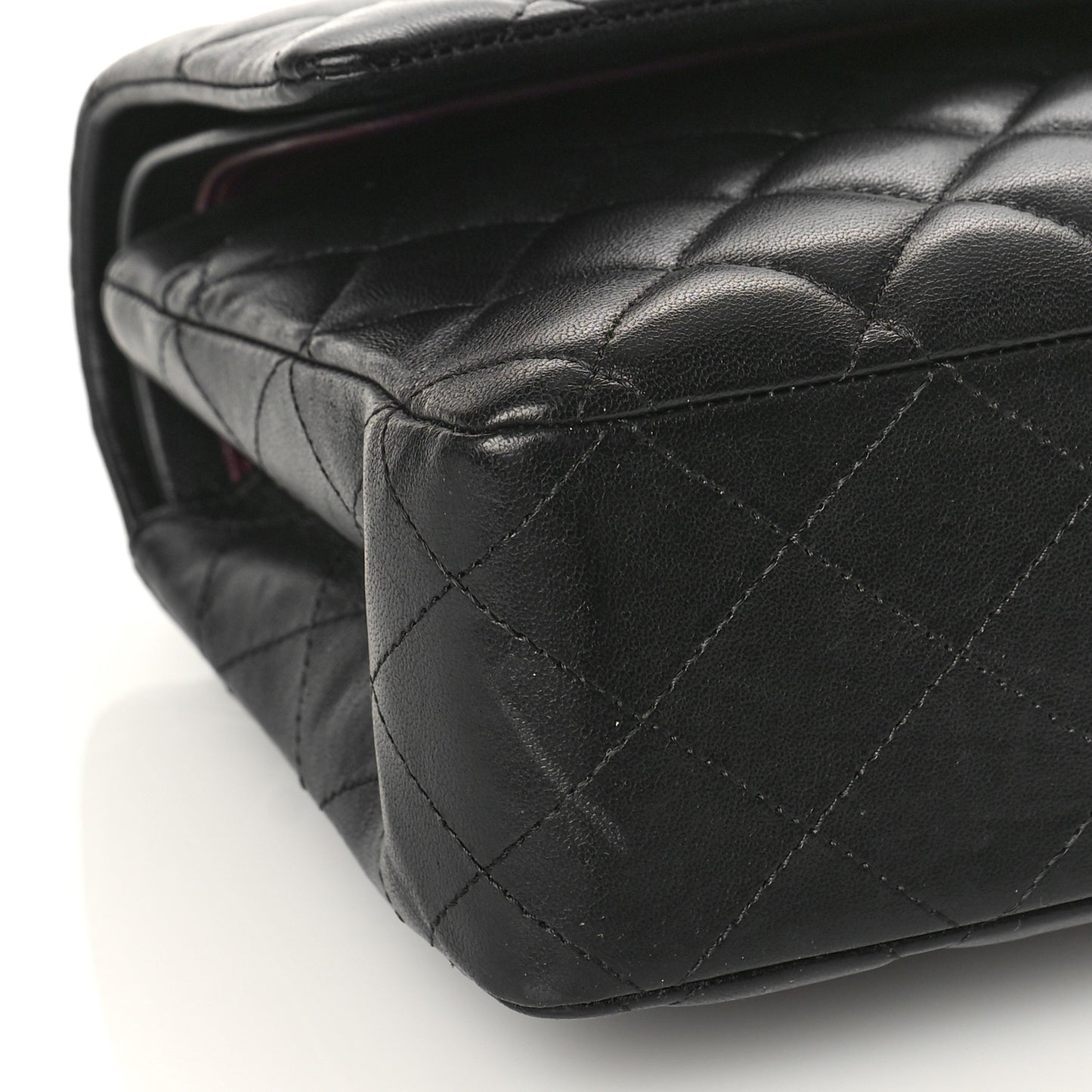Lambskin Quilted Medium Double Flap Black