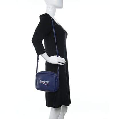 Balenciaga Calfskin Political Campaign Logo S Everyday Camera Bag Bleu 2 of 10