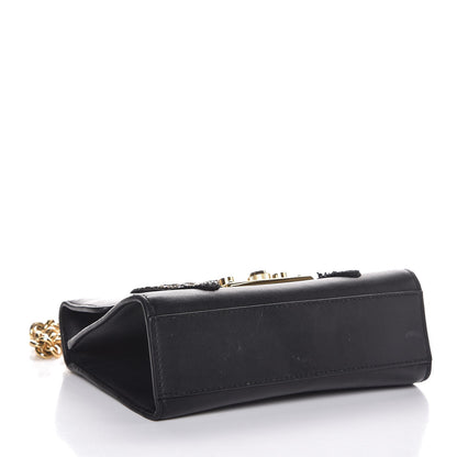 Gucci Calfskin Crystal Snake Embroidered Small Padlock Shoulder Bag Black 4 of 11