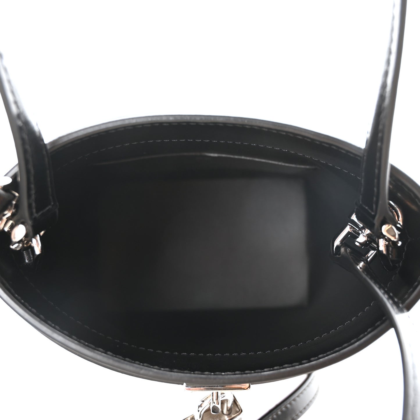 Box Calfskin Shark Lock Bucket Bag Black