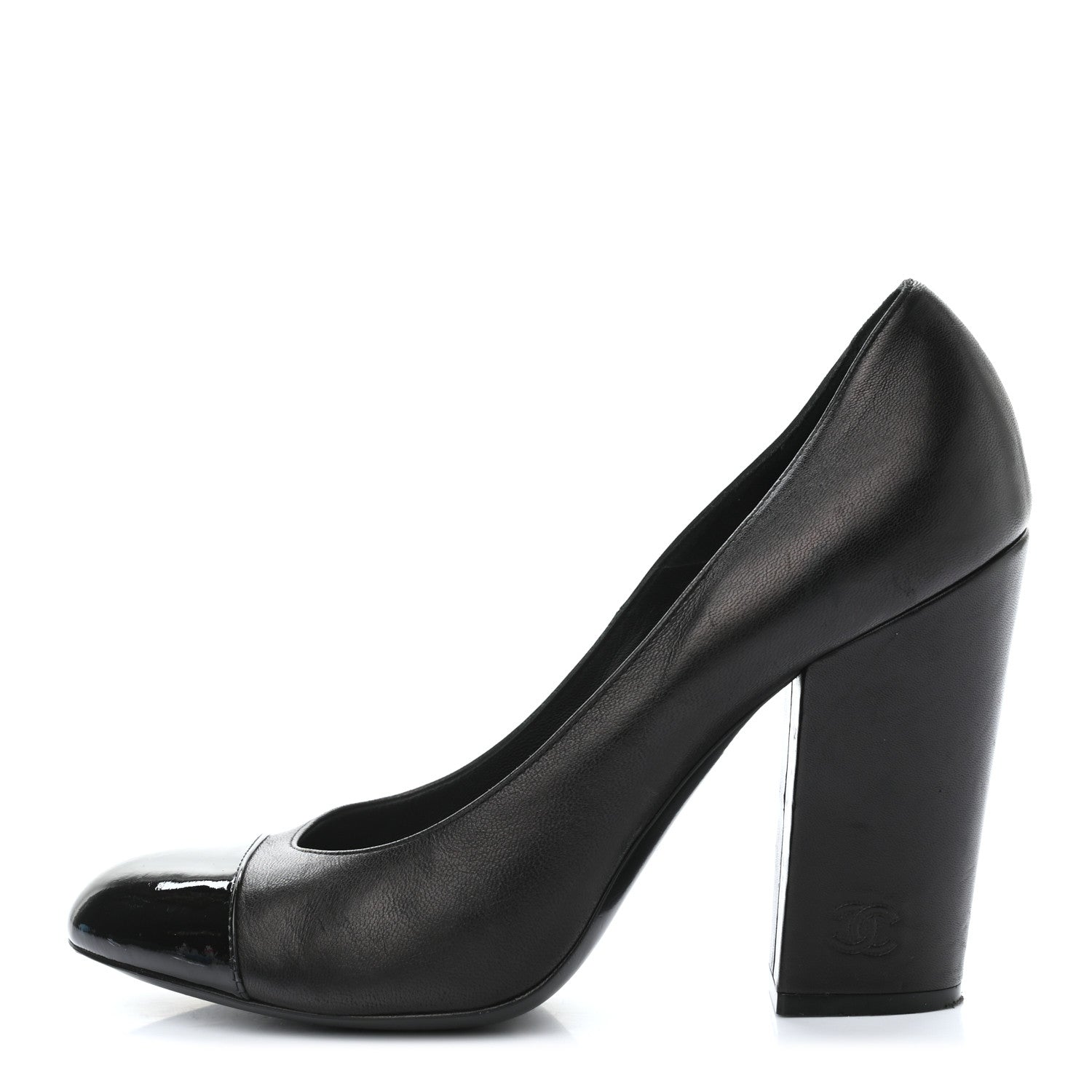 Chanel Lambskin Patent Cap Toe Escarpins CC Pumps 41 Black 1 of 10