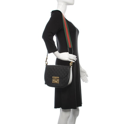 Gucci Guccissima Web Medium Padlock Messenger Shoulder Bag Black 2 of 11