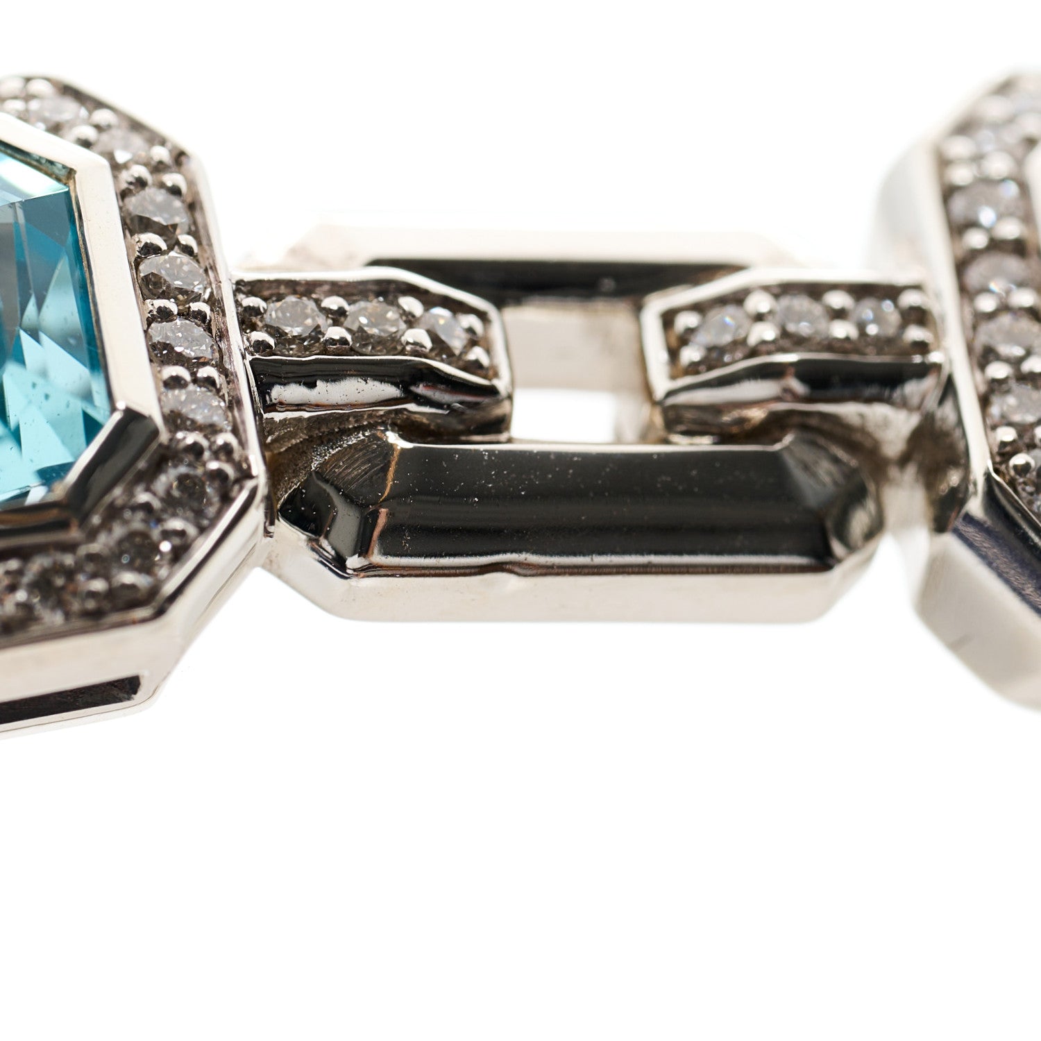 David Yurman Sterling Silver Diamond Blue Topaz Novella Three Stone Bracelet 4 of 4