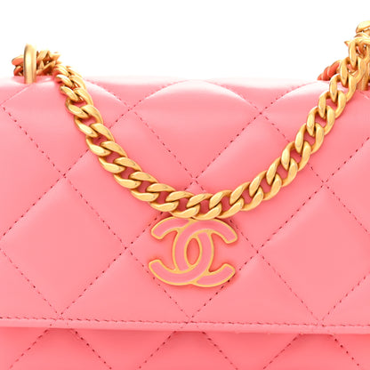 Chanel Lambskin Enamel Quilted Pending CC Clutch With Chain Pink 8 of 11
