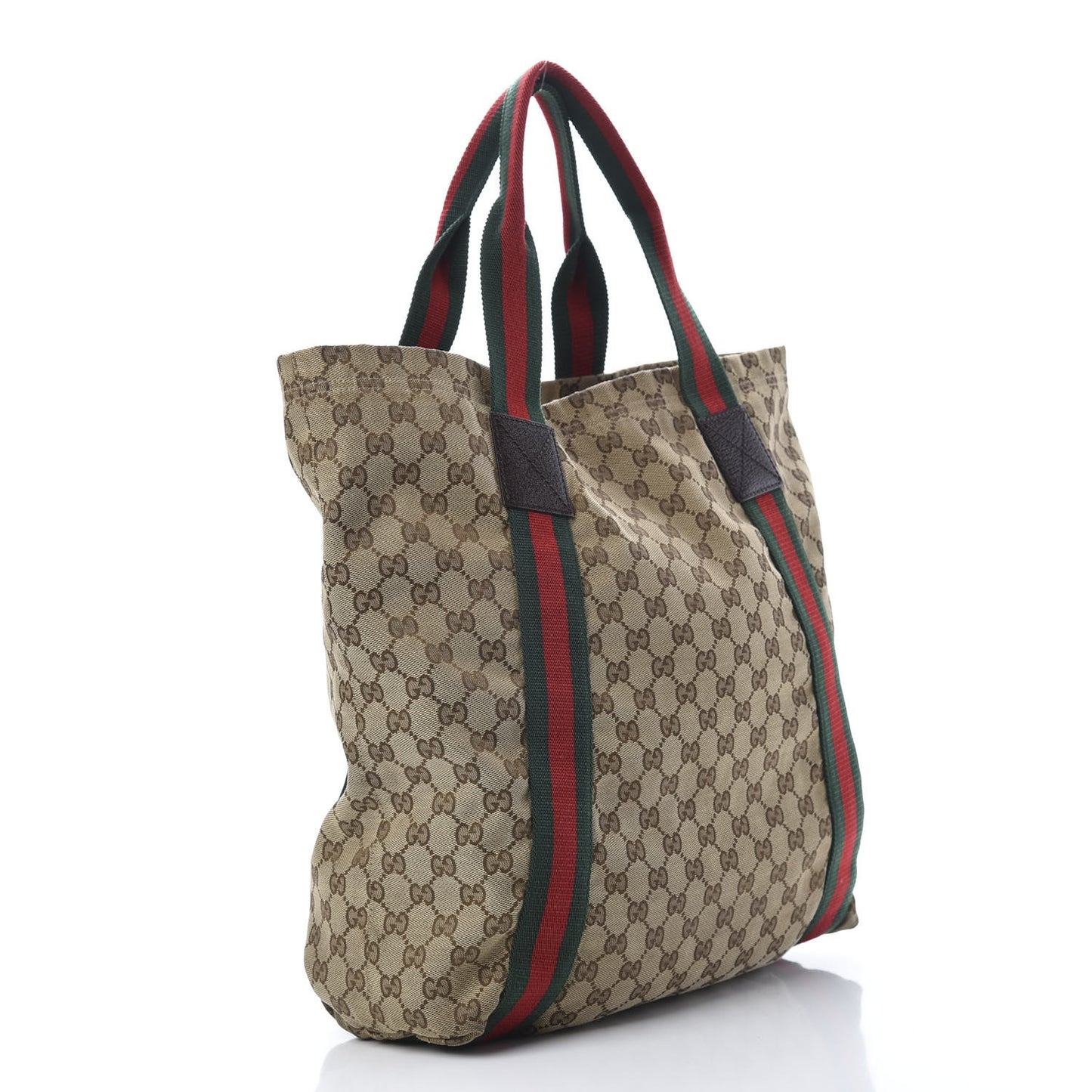 GG Monogram Medium Web Handle Vertical Tote Dark Brown