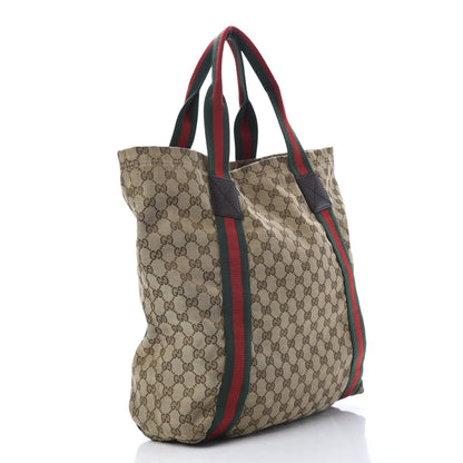 Gucci GG Monogram Medium Web Handle Vertical Tote Dark Brown 3 of 10