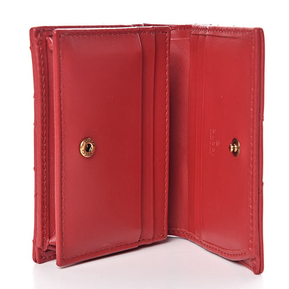 Gucci Calfskin Matelasse GG Marmont Card Case Wallet Hibiscus Red 5 of 8
