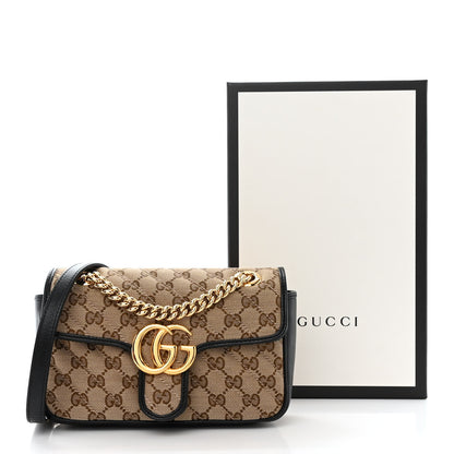 Gucci Monogram Matelasse Diagonal Mini GG Marmont Shoulder Bag Beige Black 11 of 11
