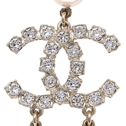Chanel Pearl Crystal Long CC Logo Necklace Gold 10 of 15