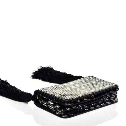 Judith Leiber Snakeskin Tassel Clutch Black 4 of 6