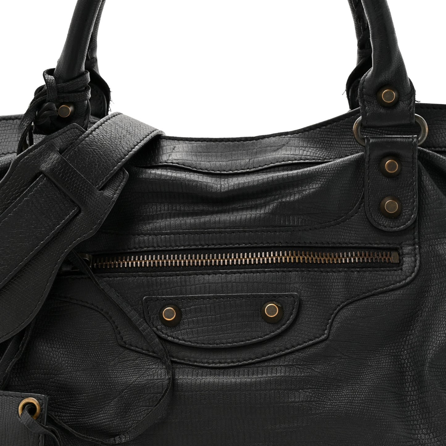 Calfskin Lizard Embossed Classic Hardware City Black