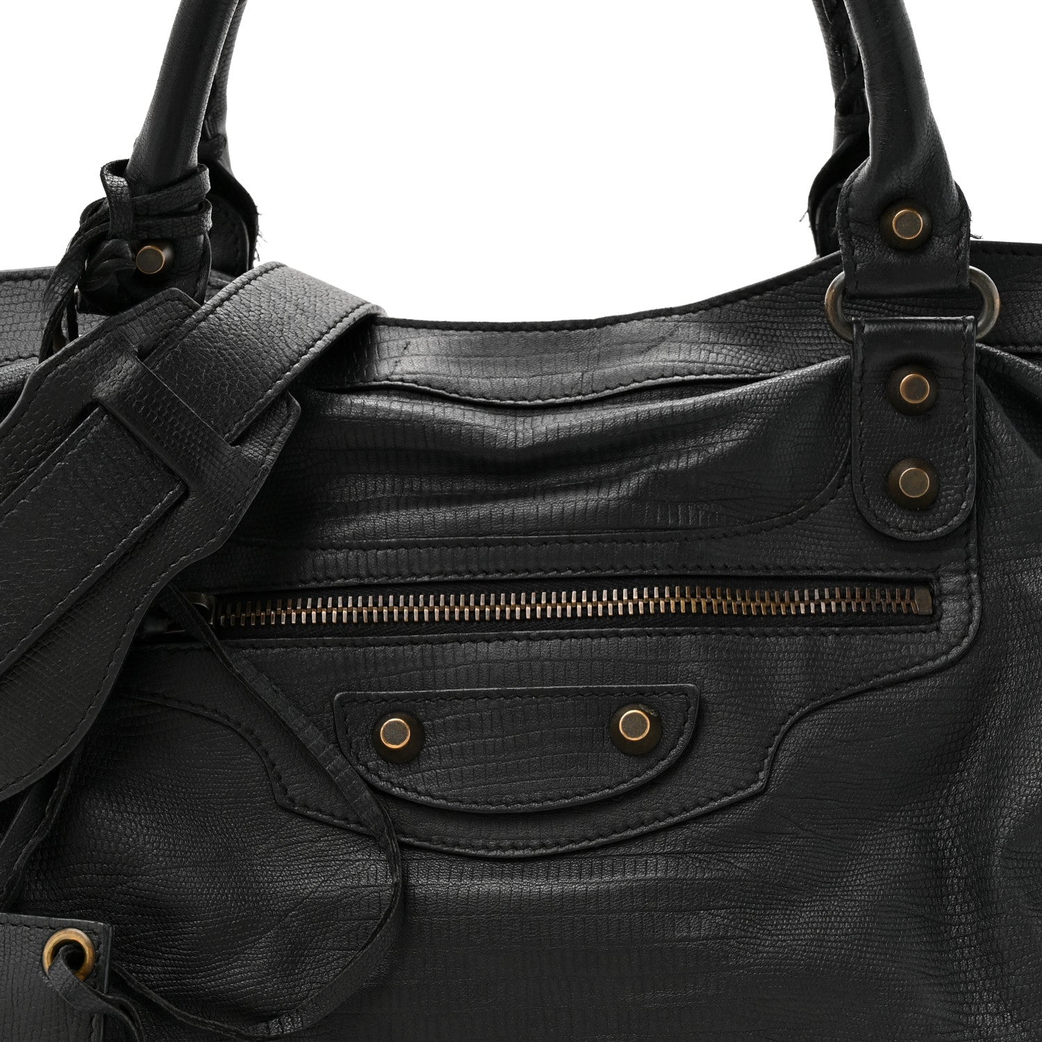 Balenciaga Calfskin Lizard Embossed Classic Hardware City Black 8 of 14