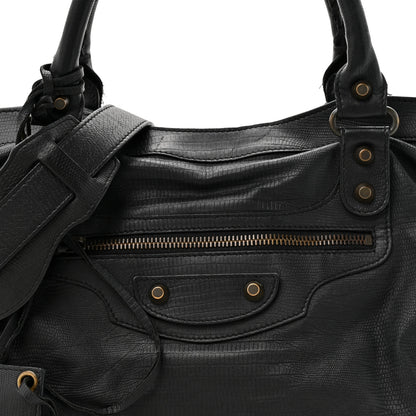 Balenciaga Calfskin Lizard Embossed Classic Hardware City Black 8 of 14