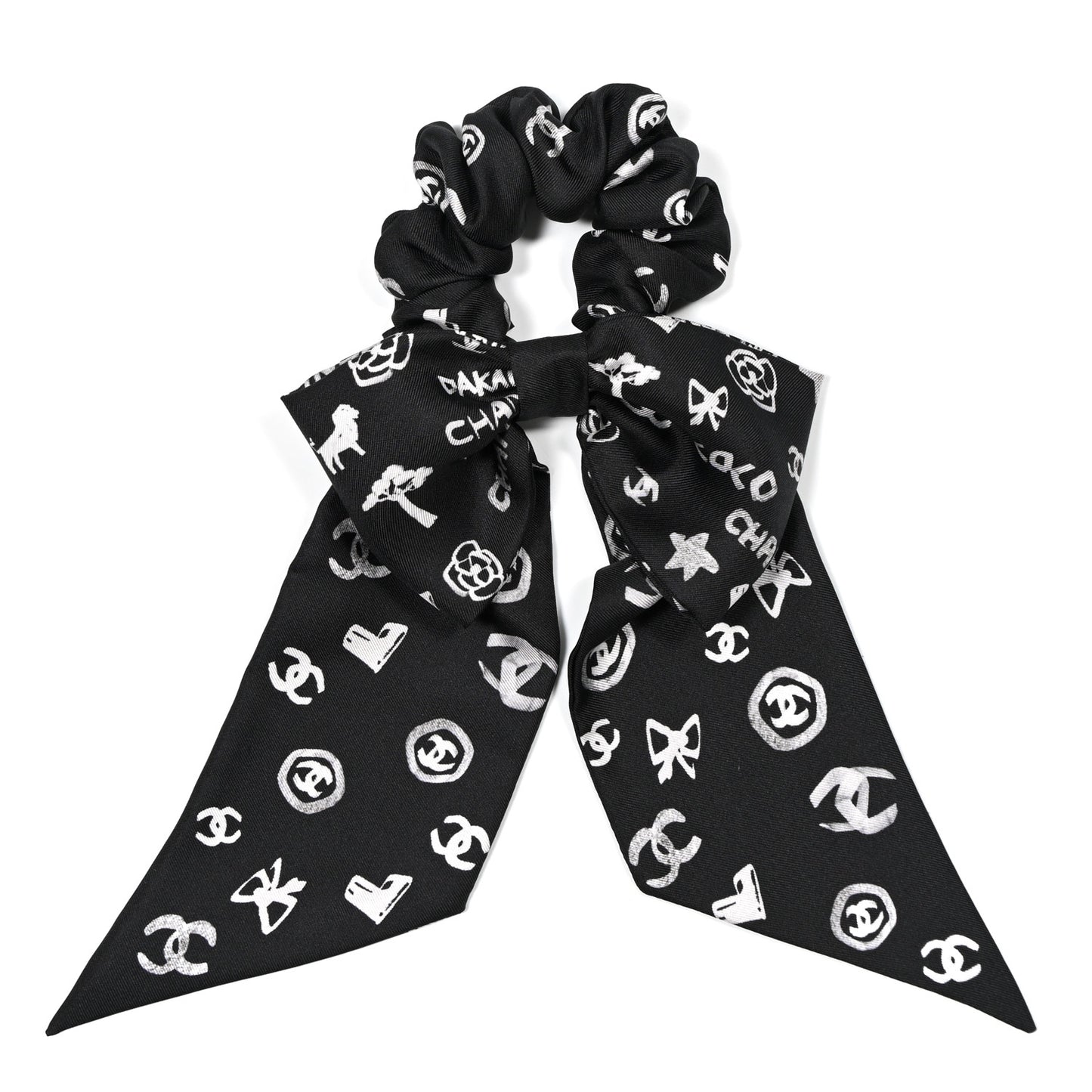 Silk Hair Tie Black White