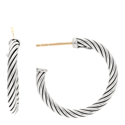 David Yurman Sterling Silver Small Cable Classics Hoop Earrings 1 of 5