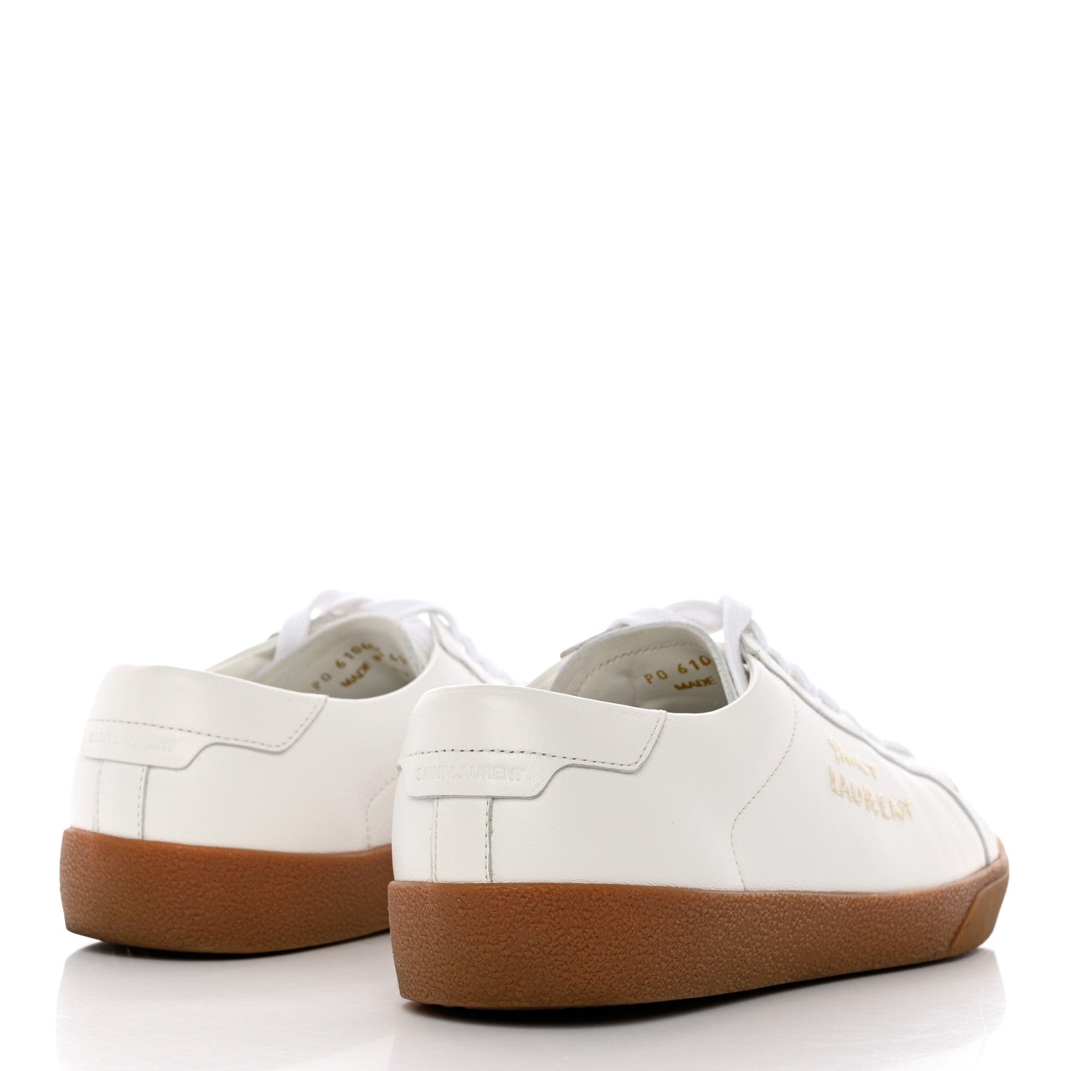 Saint Laurent Calfskin Embroidered Mens Court Classic Sneakers 41.5 White 4 of 8