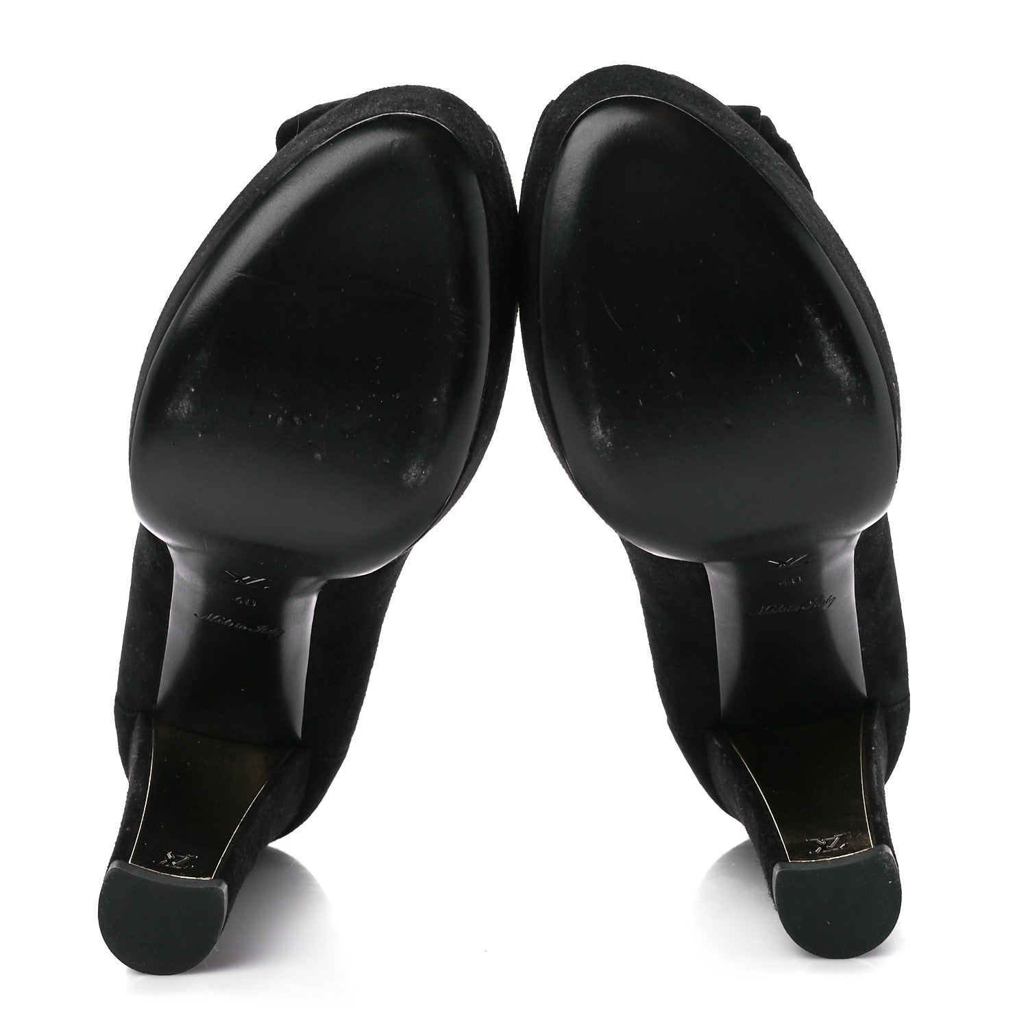 Louis Vuitton Suede Peep Toe Pumps 40 Black 6 of 10