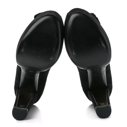 Louis Vuitton Suede Peep Toe Pumps 40 Black 6 of 10