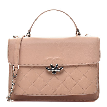 Chanel Grained Calfskin Quilted Small CC Box Top Handle Flap Beige 1 of 9