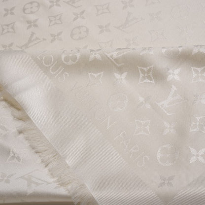 Louis Vuitton Wool Silk Monogram Shawl White 3 of 4