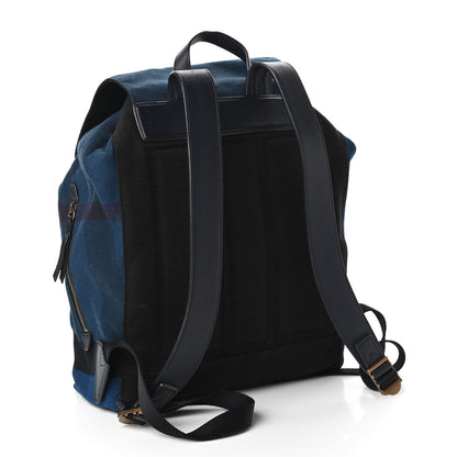 Burberry Overdyed Canvas Mega Check Small Brookdale Backpack Ultramarine Blue 3 of 10