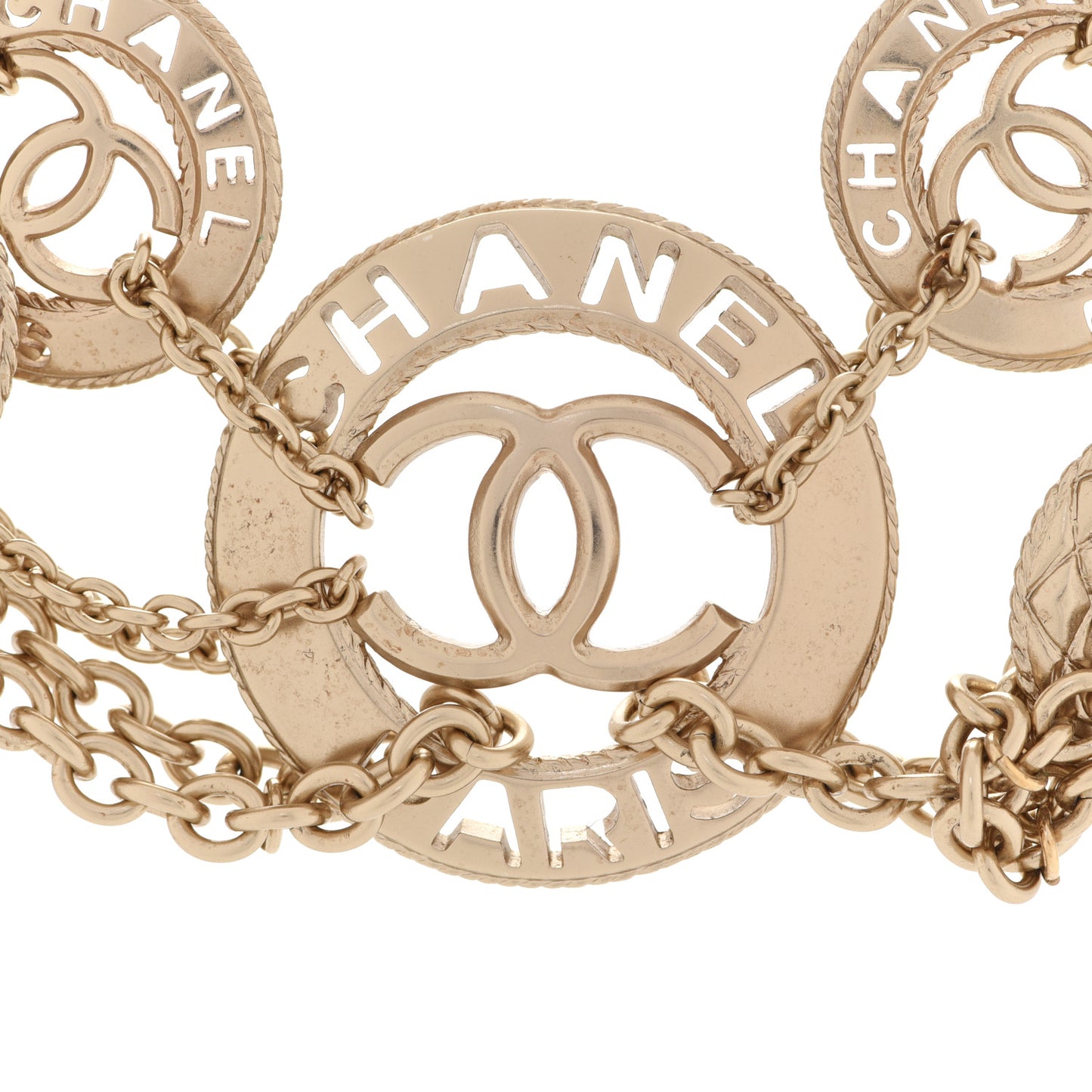 Pearl Chain Link CC Necklace Gold