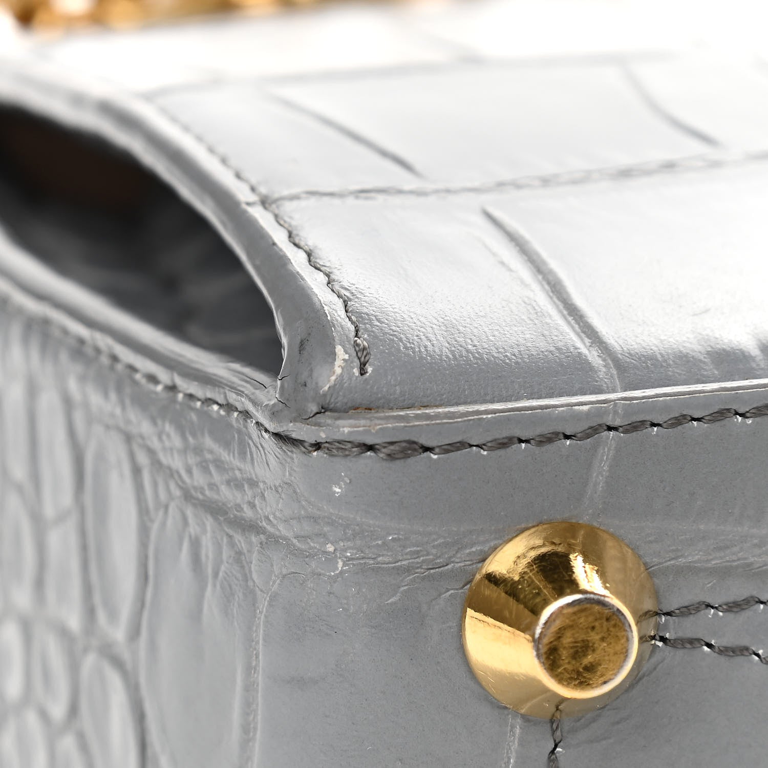 Alexander McQueen Calfskin Crocodile Embossed Box Shoulder Bag 16 Grey 11 of 17