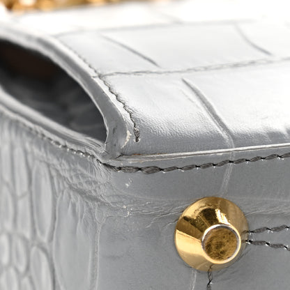 Alexander McQueen Calfskin Crocodile Embossed Box Shoulder Bag 16 Grey 11 of 17